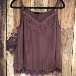 White House Black Market Purple Lace Hem Blouse